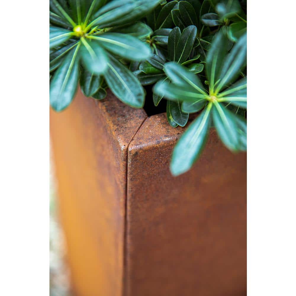 Elegant Corten Steel 24 Gallon Square Pedestal Planter