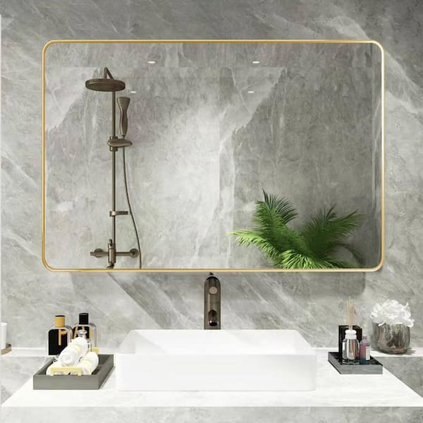 22 in. W x 30 in. H Rectangular Metal Framed Wall Mount Modern Decor  Bathroom Vanity Mirror 2023-3-3-9 - The Home Depot