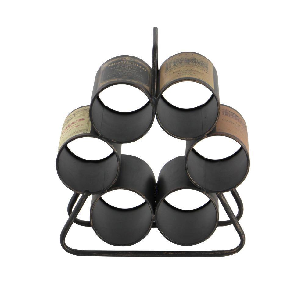 Black Industrial Metal 6-Bottle Tabletop Wine Rack