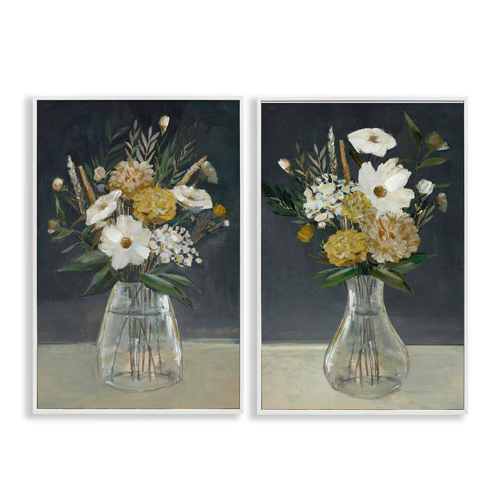 Muted Bouquet Vases by Hannah Dawson 2 Pieces White Framed Nature Giclee Art Print 18 in. x 12 in. price history on PriceWatchPro