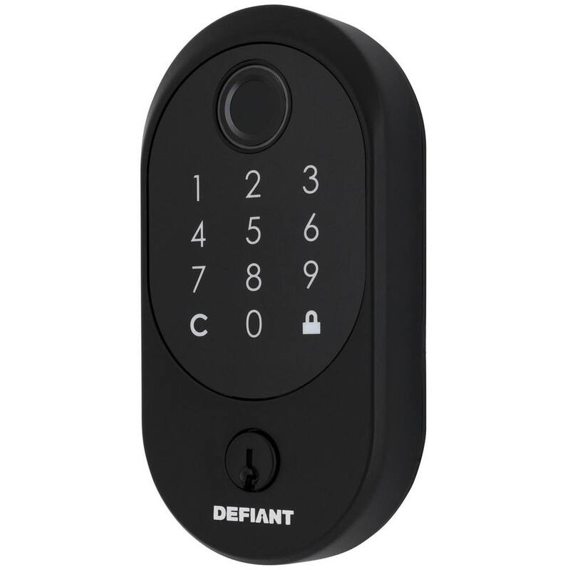 Hubspace Matte Black Round Biometric Fingerprint Electronic Touchpad Deadbolt