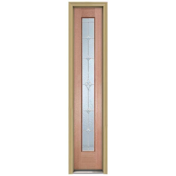 JELD-WEN Authentic Wood 14 in. x 80 in. Direct Glaze Unfinished Mahogany Rosemont Zinc Full View Side Lite with Brickmould