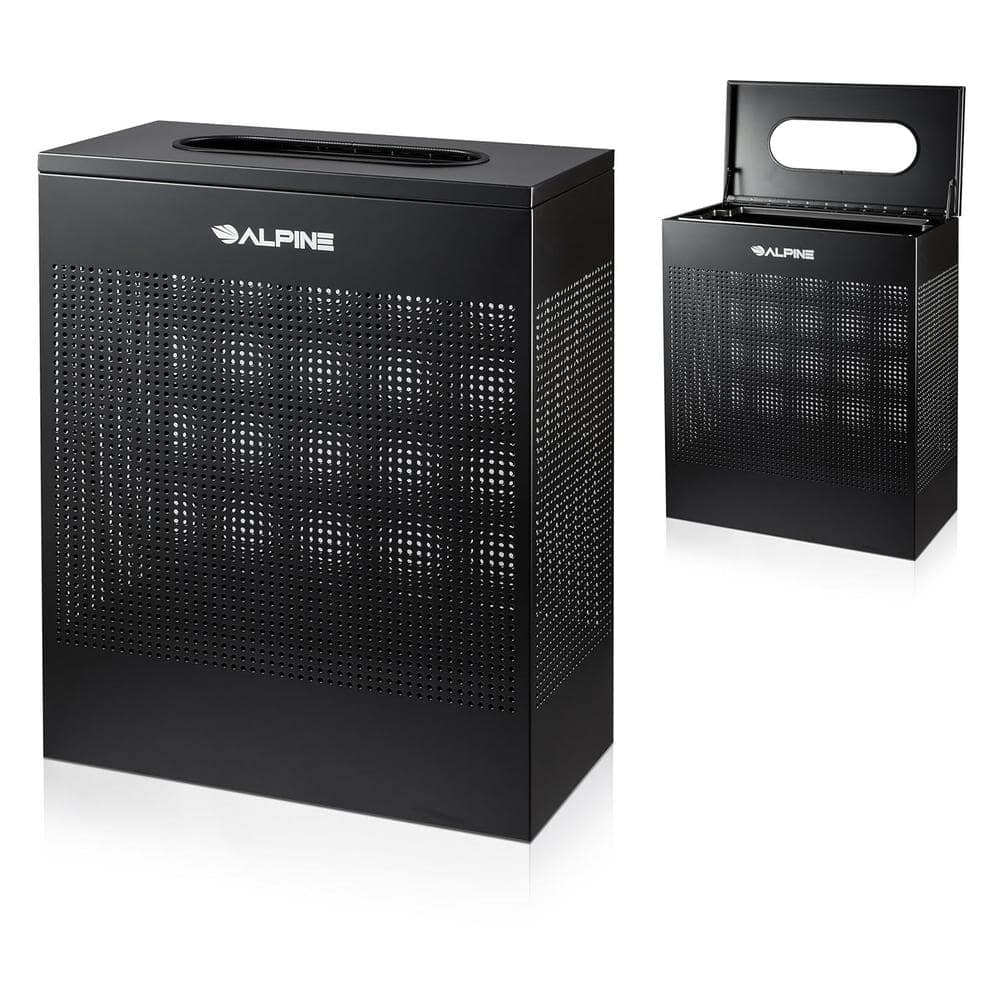 23 Gal. Black Perforated Steel Rectangular Stainless Steel Slim Commercial 