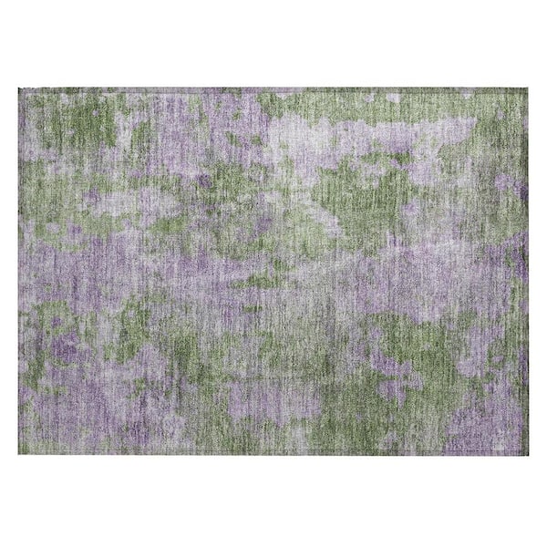 Green and Purple 2 ft. x 3 ft. Woven Abstract Rectangle Indoor/Outdoor Area Rug