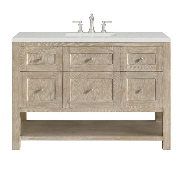 James Martin Vanities Breckenridge 48.0 in. W x 23.5 in. D x 34.18 in. H Single Bathroom Vanity Whitewashed Oak and Lime Delight Quartz Top