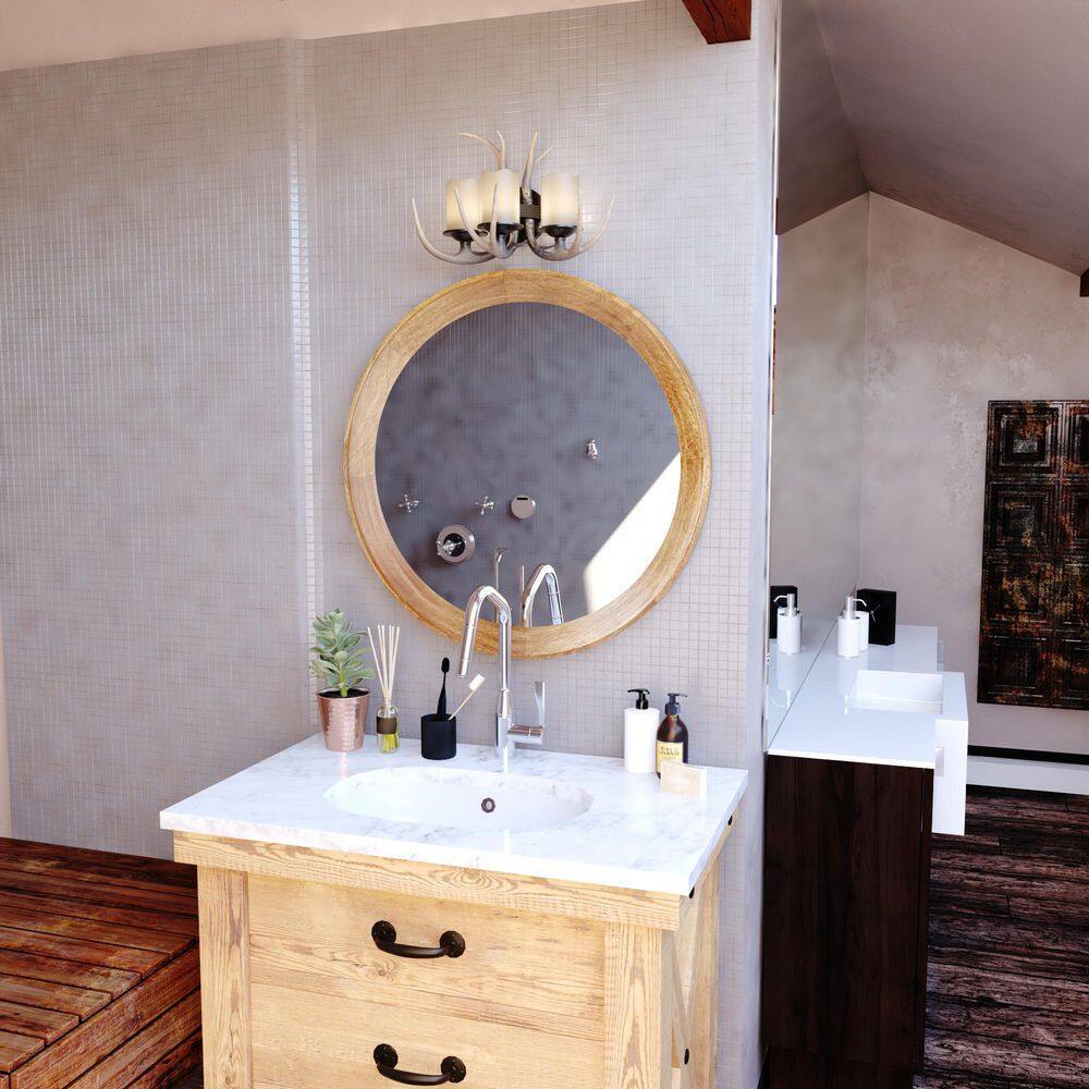 Rustic Brown Antler 3-Light Vanity with Creme Cognac Glass