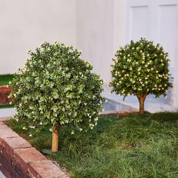 DR.Planzen 16 in. Artificial Osmanthus Topiary Ball with Lavender