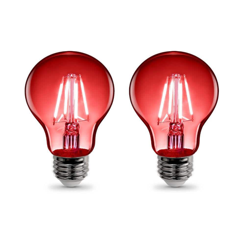 25-Watt Equivalent A19 Dimmable Filament Red Colored Glass E26 Medium Base LED Light Bulb (2-Pack) price history on PriceWatchPro