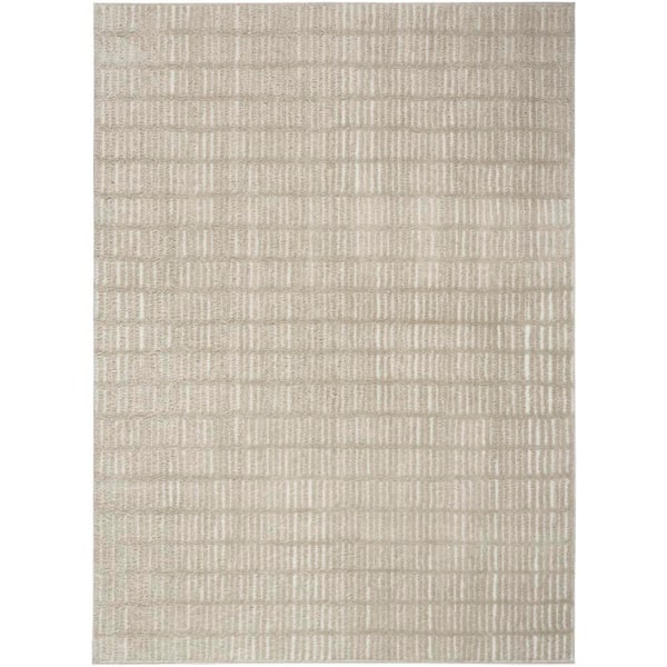 Nourison Cozy Modern Grey Ivory 9 ft. x 12 ft. Linear Contemporary Area Rug
