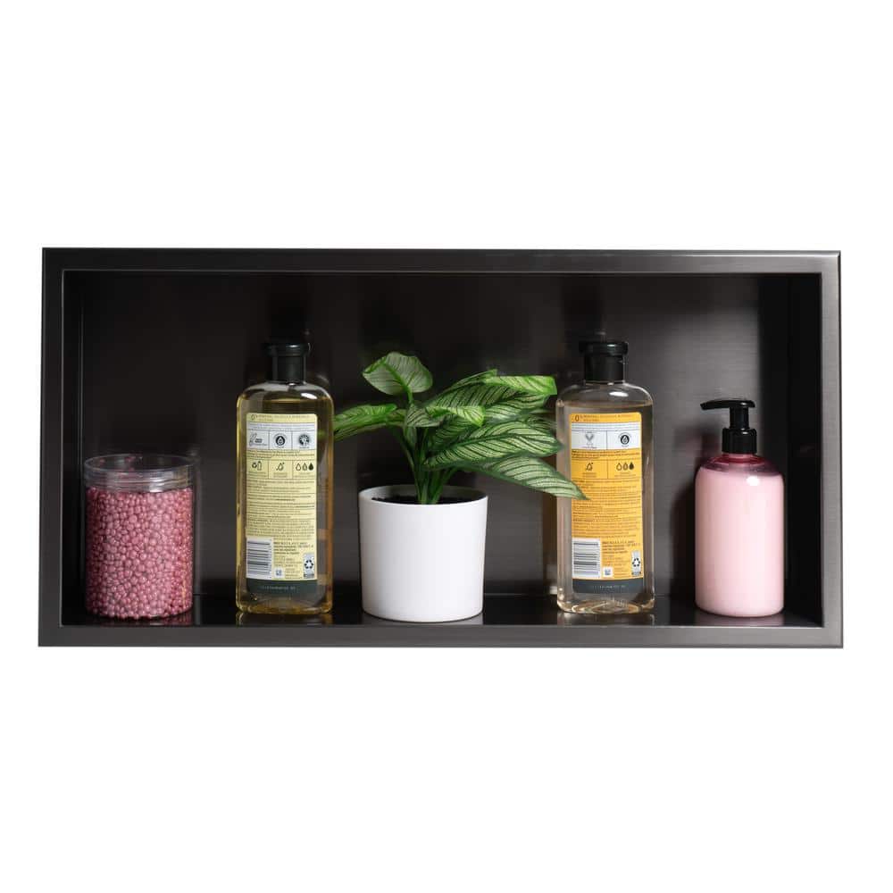 Brushed Black Stainless Steel Wall Mount Shower Niche Shelf