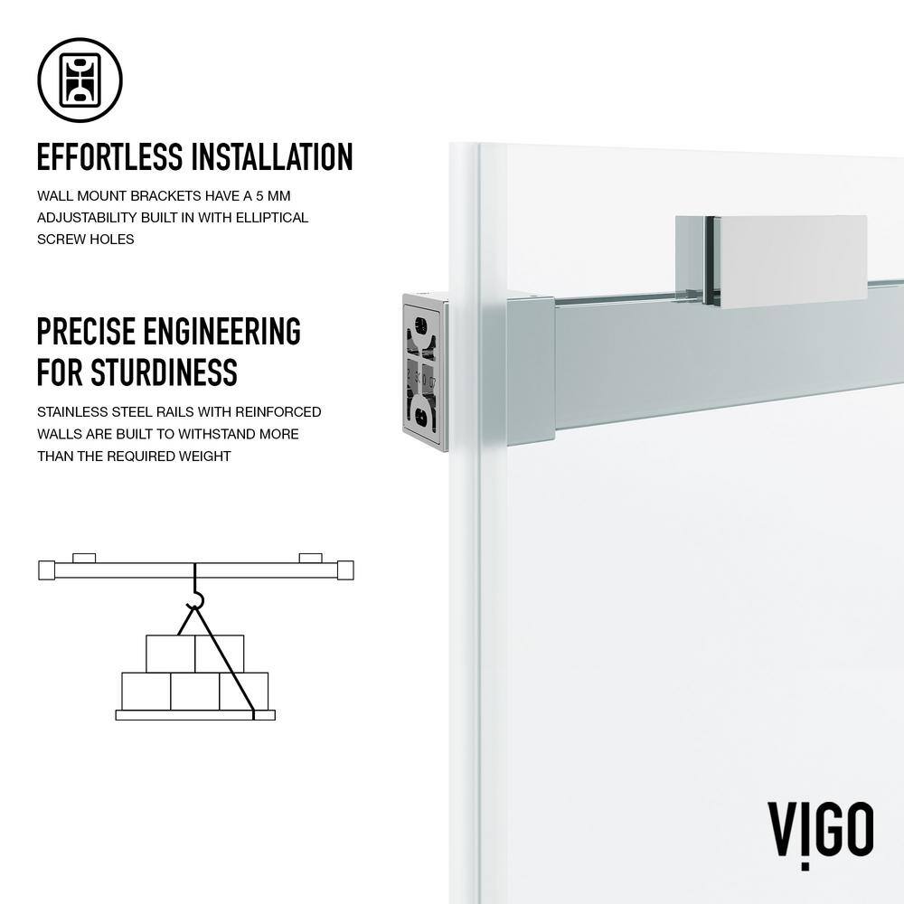 Houston 60" Frameless Sliding Shower Door in Chrome and Clear Glass