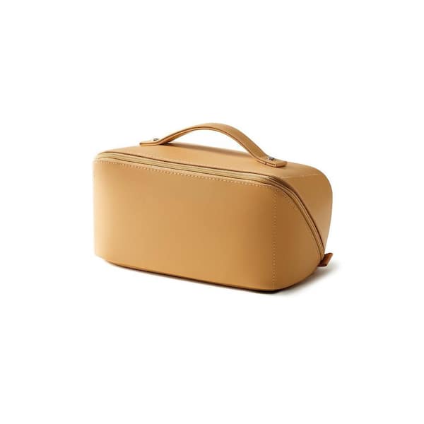 Bathroom Cosmetic Organizer Pouch in Orange, Travel Makeup Bag, Large Capacity Waterproof Open-Flat Toiletry Bag