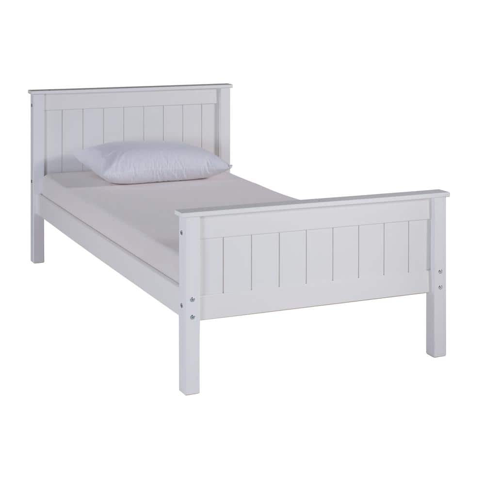 Harmony White Twin Pine Wood Bed with Drawers