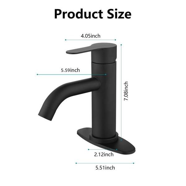 Lukvuzo Matte Black Waterfall Spout Single Handle Bathroom Faucet