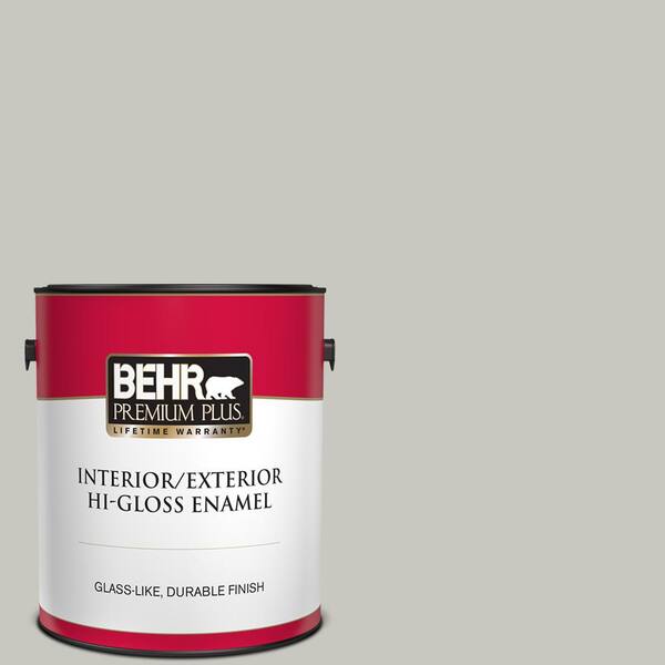 BEHR PREMIUM PLUS 1 gal. #N360-2 Silver Marlin Hi-Gloss Enamel Interior/Exterior Paint
