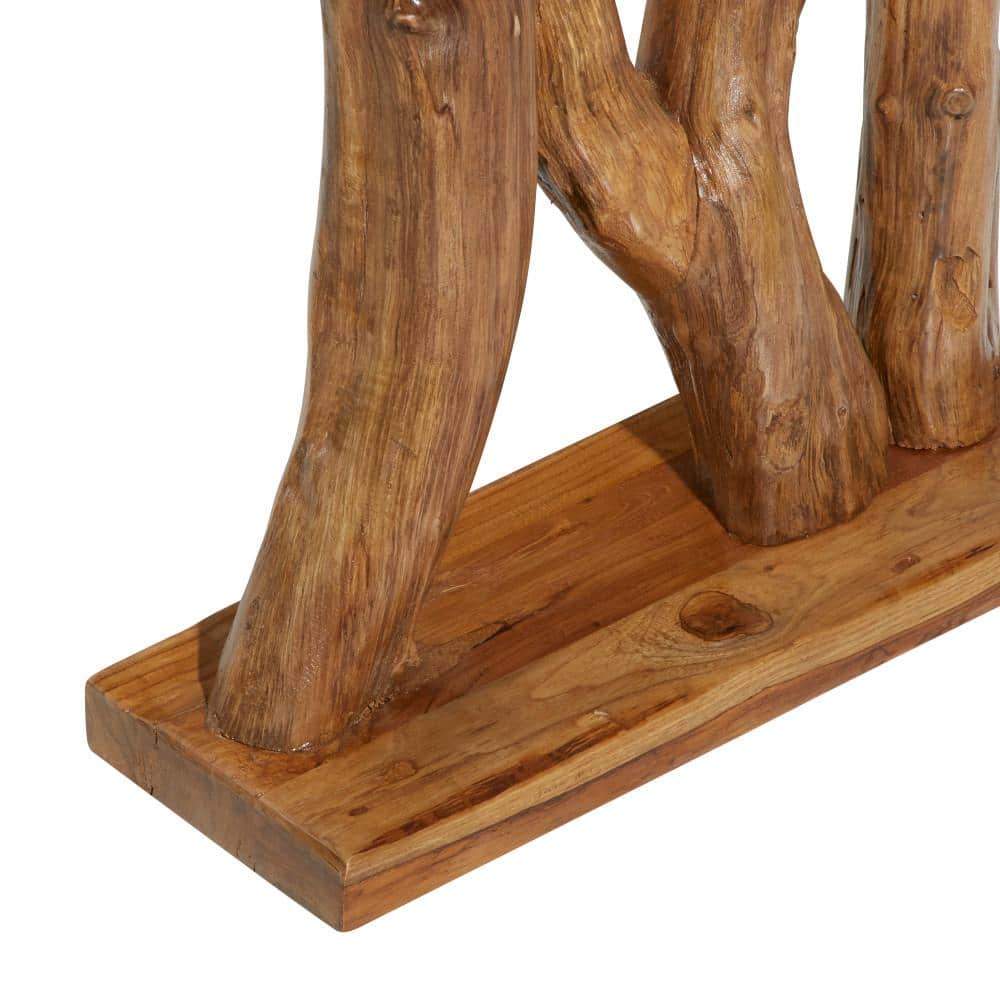Teakwood Live Edge Console Table with Storage, 35" Brown
