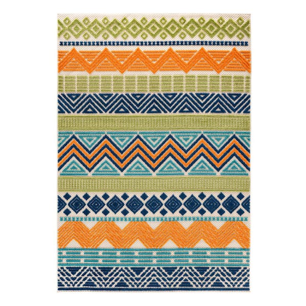 Marbella Contemporary Boho Multi 5 ft. x 7 ft. Indoor/Outdoor Area Rug