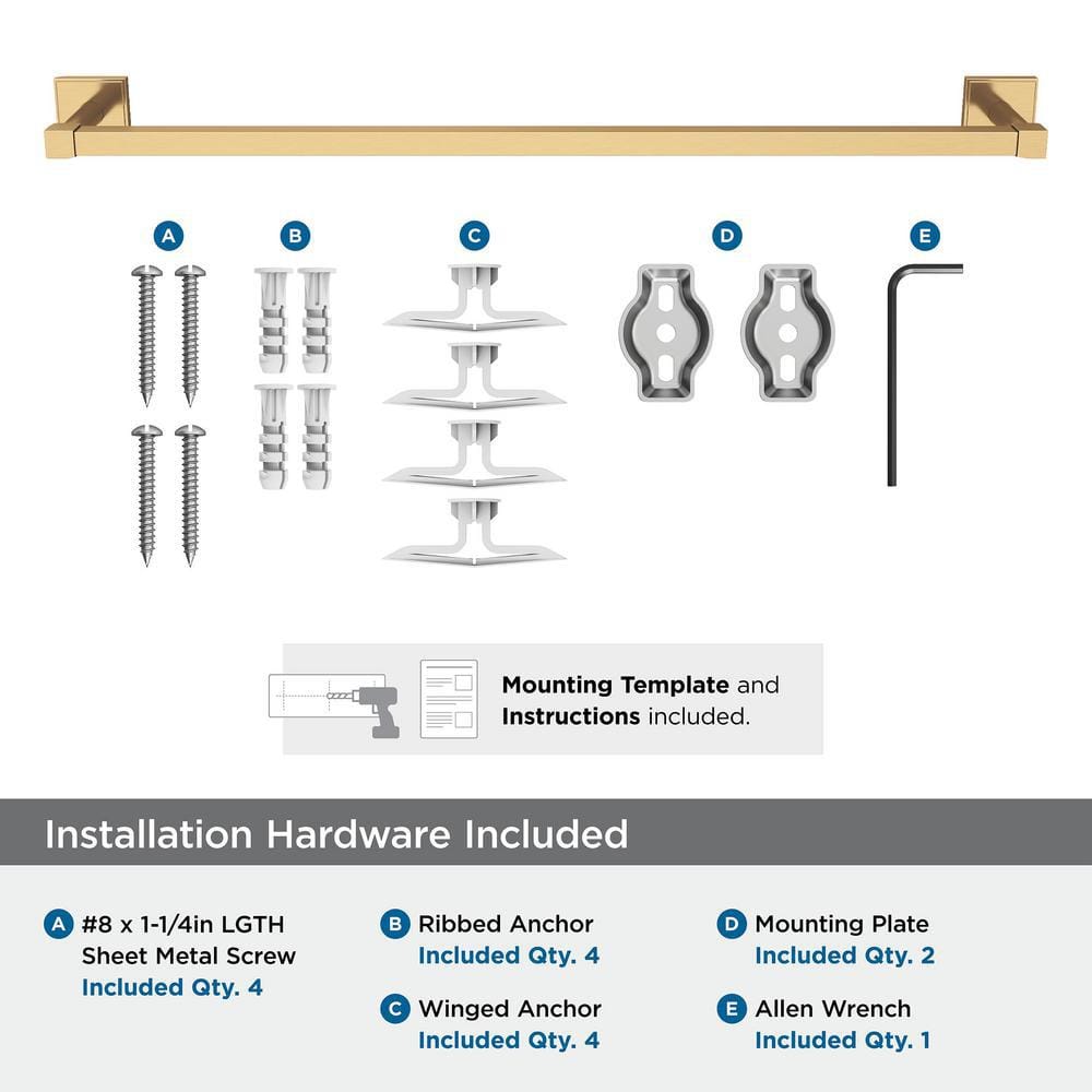 Champagne Bronze 24-Inch Wall Mounted Towel Bar