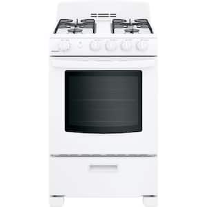 24 in. 4 Burner Freestanding Gas Range in White with Standard Cooking