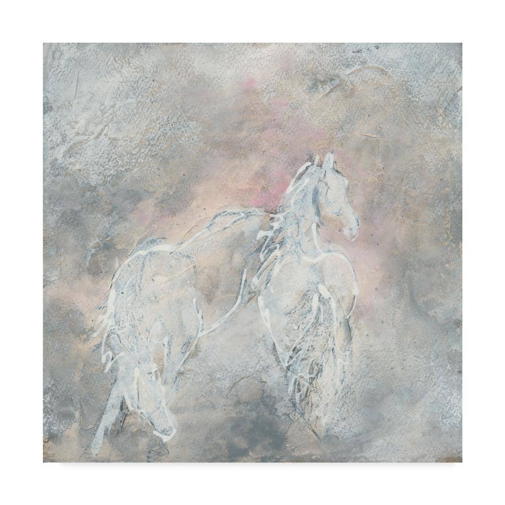 Blush Horses Abstract Canvas Art in Gray and Pink