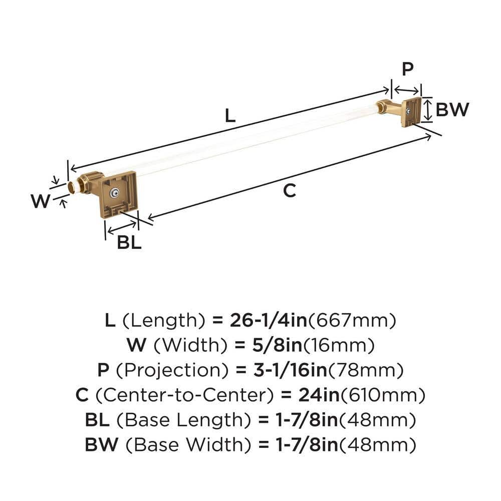 24-Inch Clear and Champagne Bronze Wall Mounted Towel Bar
