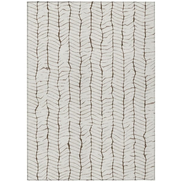 Chantille Machine Washable Indoor/Outdoor Abstract ACN3038 Ivory 5 ft. x 7 ft. 6 in. Area Rug