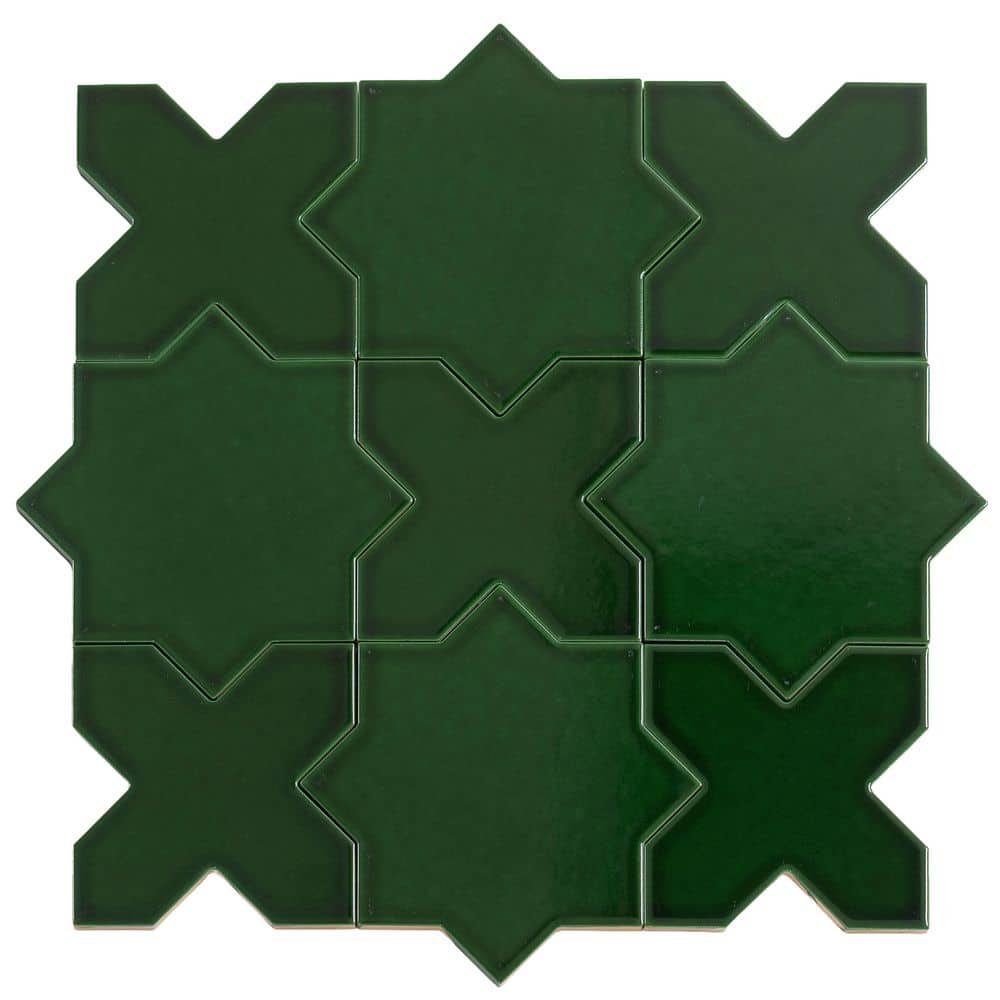 Siena 5.4 in. x 5.4 in. Dark Green Star with Cross Glossy Ceramic Wall and Floor Tile (10.76 sq. ft./case, 54 Pack) price history on PriceWatchPro