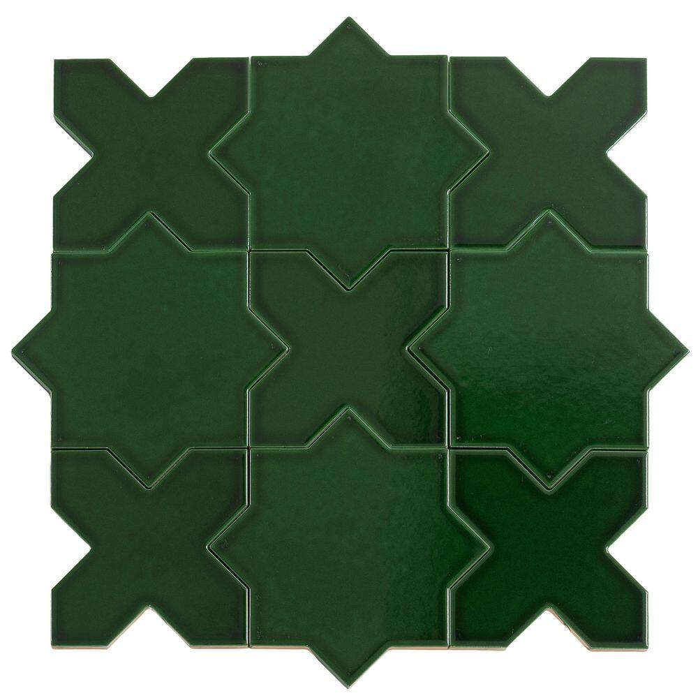Siena 5.4 in. x 5.4 in. Dark Green Star with Cross Glossy Ceramic Wall and Floor Sample Tile (0.4 sq. ft.) price history on PriceWatchPro