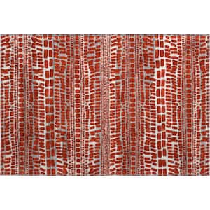 Mayfield Premium Machine Washable Abstract AMF2540 Red 2 ft. x 3 ft. Accent Rug