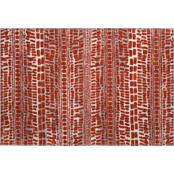 Mayfield Premium Machine Washable Abstract AMF2540 Red 3 ft. x 4 ft. Area Rug