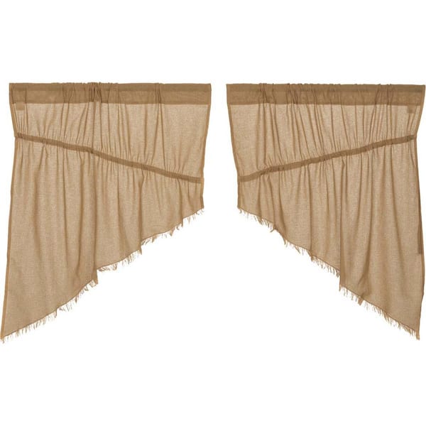 VHC BRANDS Tobacco Cloth 36 in. L Cotton Prairie Swag Valance in Tan Pair