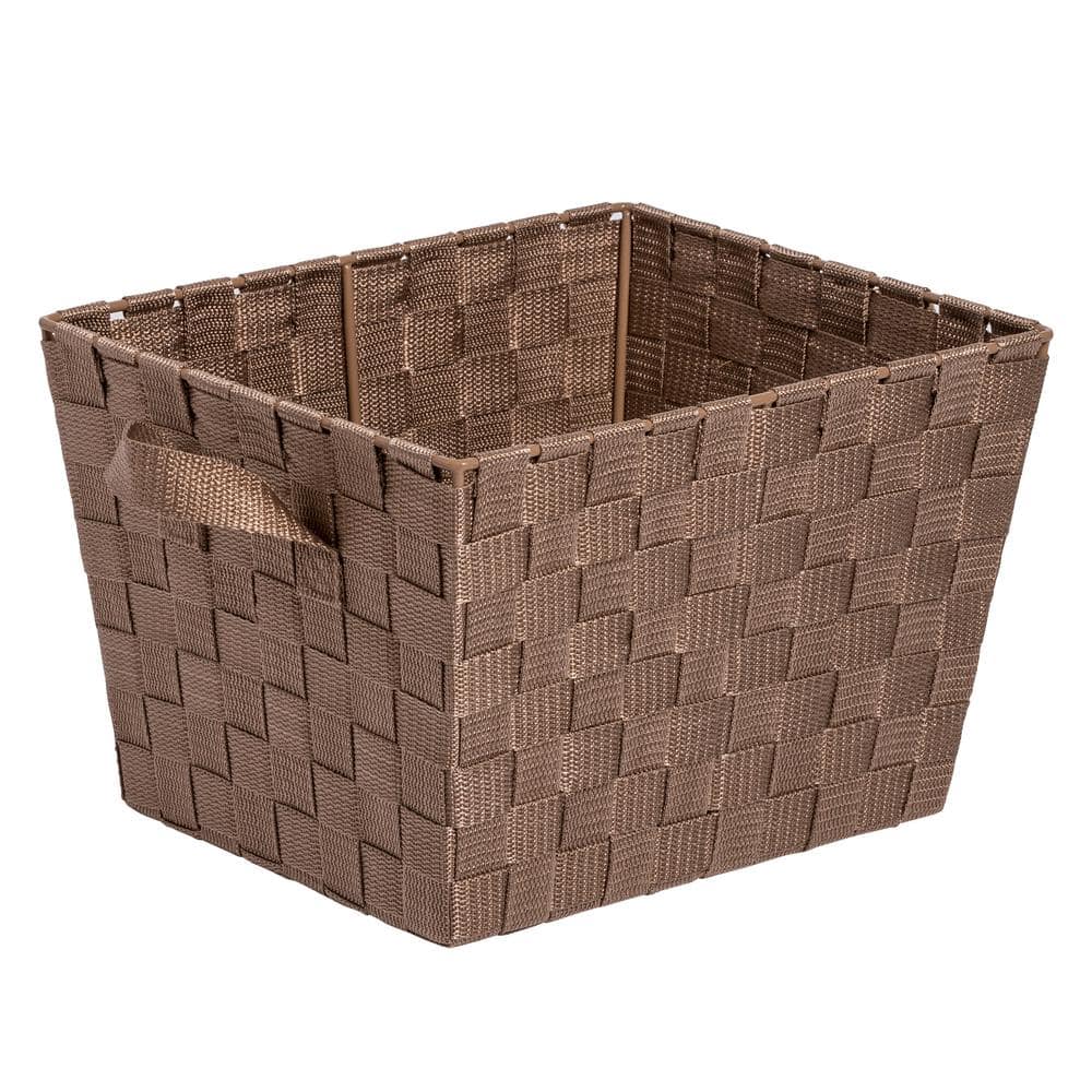 12 in. D x 10 in. W x 8 in. H Latte Polypropylene Woven Baskets (Set of 2)