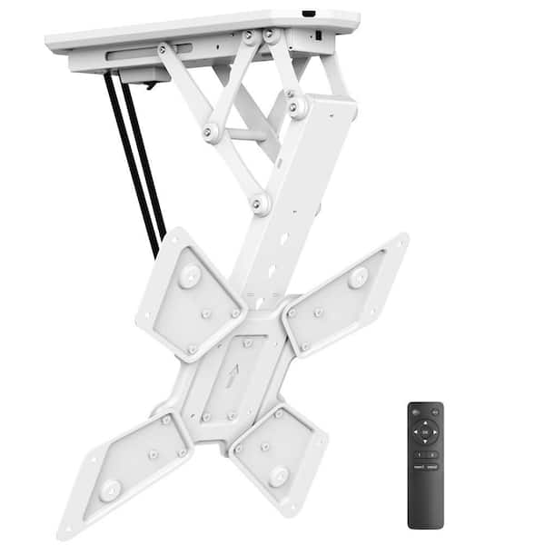 Full-Motion Motorized Ceiling TV Mount w/Remote, Electric Flip Down Pitched Roof Mount Fits 32 to 55 in. Screens, White