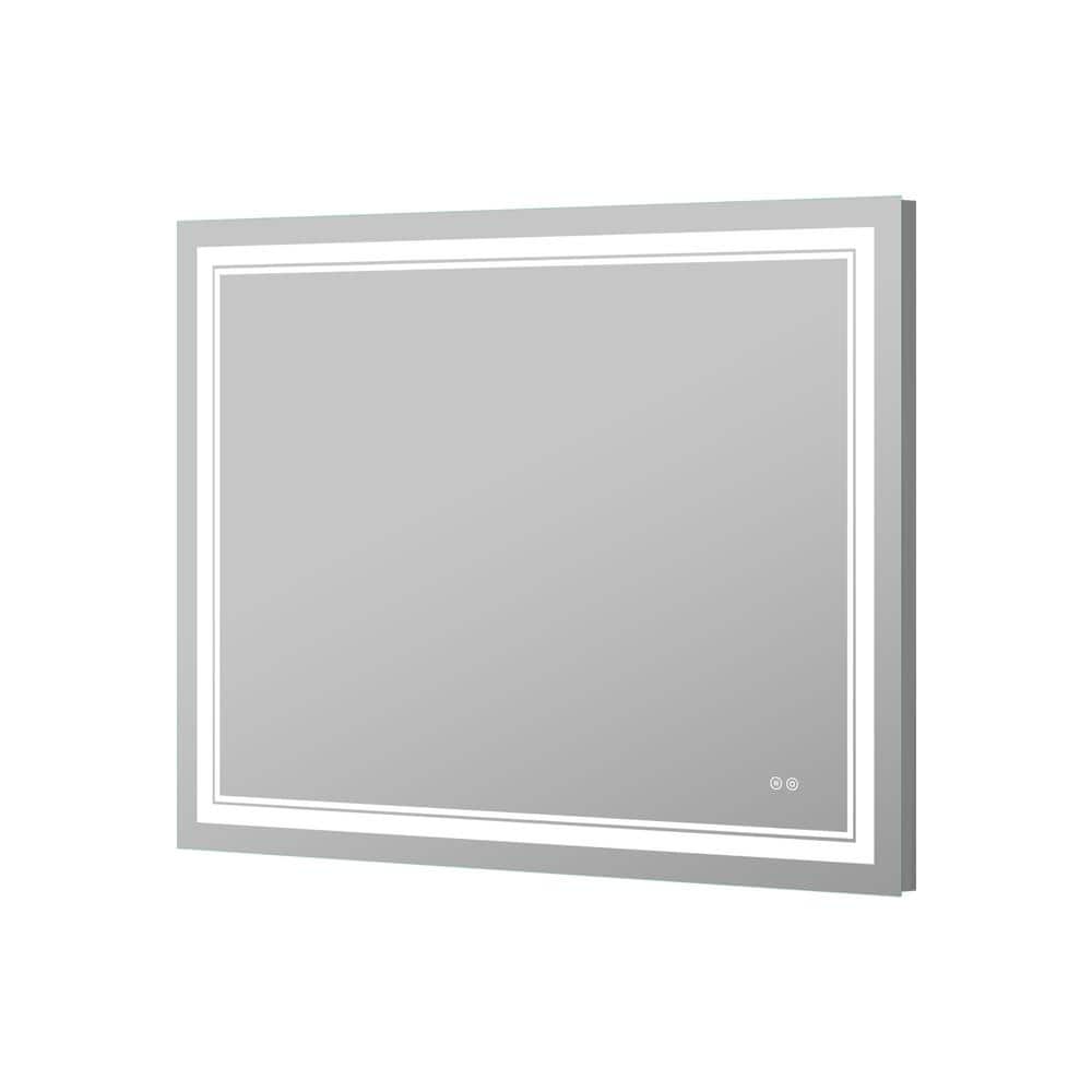 WELLFOR 36 in. W x 48 in. H Rectangular Frameless 3Colors LED Lights