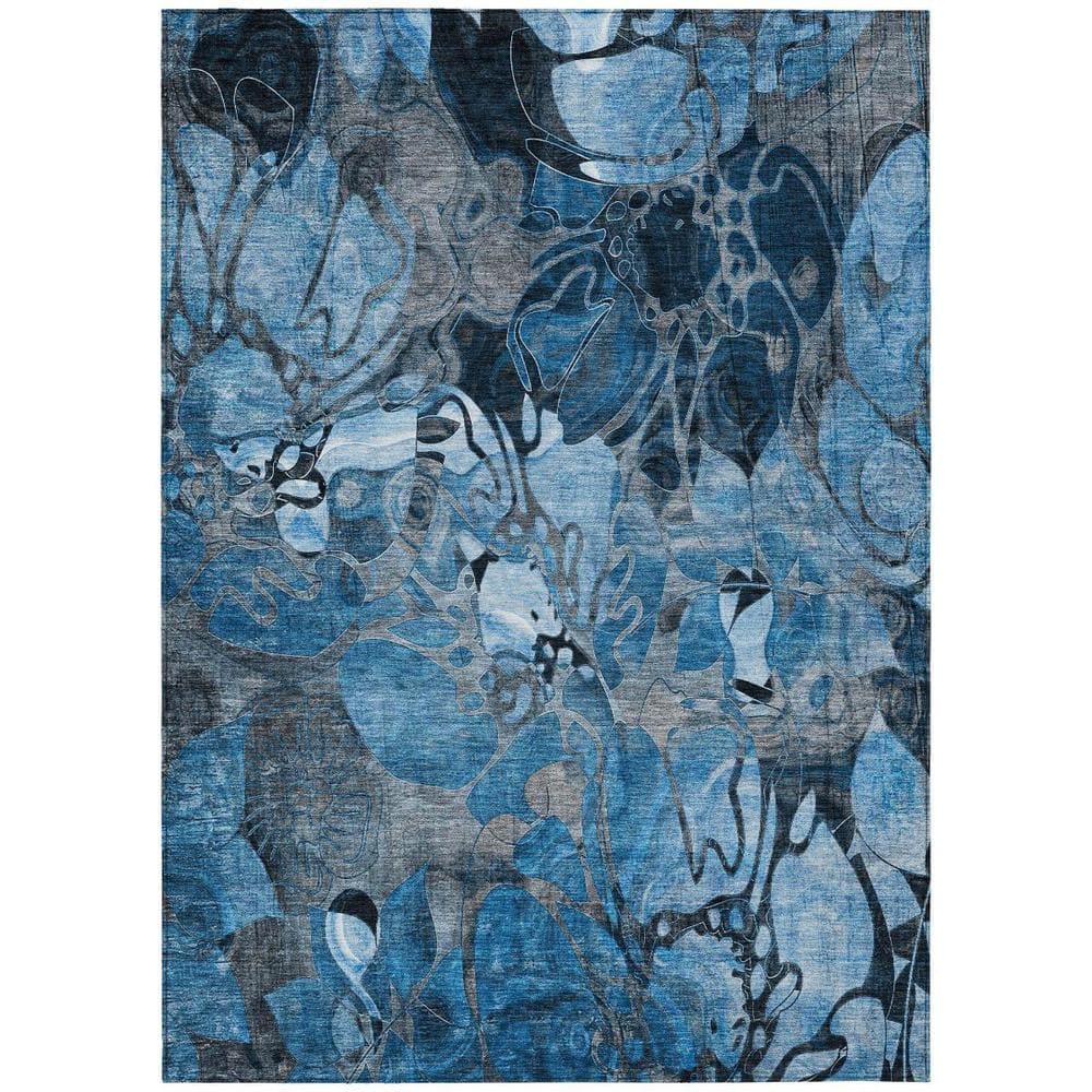 Blue and Gray 3 ft. x 5 ft. Woven Floral Rectangle Indoor/Outdoor Area Rug price history on PriceWatchPro