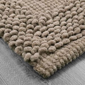 Sophie Border Brown Cappuccino 27 in. x 45 in. Cotton Textured Bath Mat