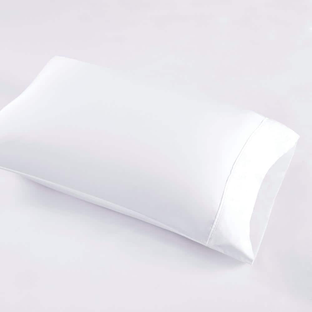 Queen White Cotton Blend Sateen 4-Piece Sheet Set