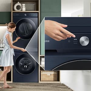 Bespoke 27 in. Front Load Washer and Dryer Laundry Stacking and Multi-Control Kit in Brushed Navy