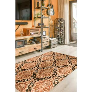 Brown 5 ft. x 8 ft. Hand-Tufted Wool Transitional Floral Sandra Area Rug