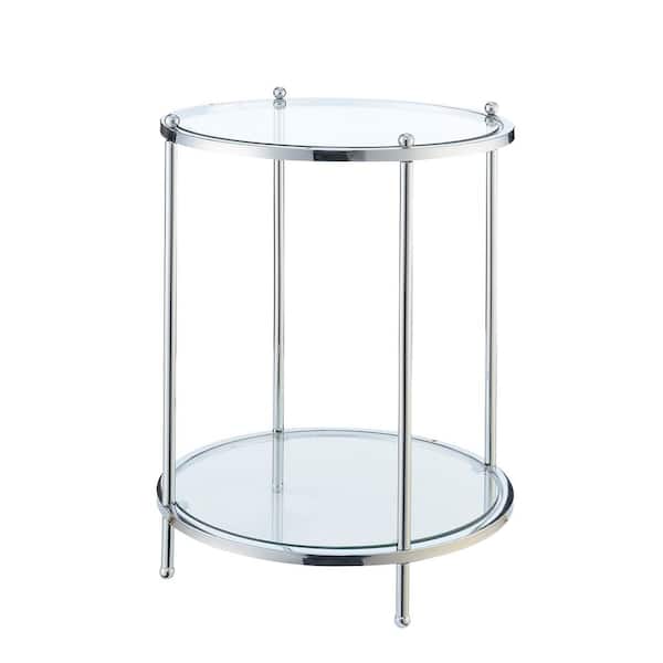 Convenience Concepts Royal Crest 18 in. Chrome Standard Height Round Glass Top End Table