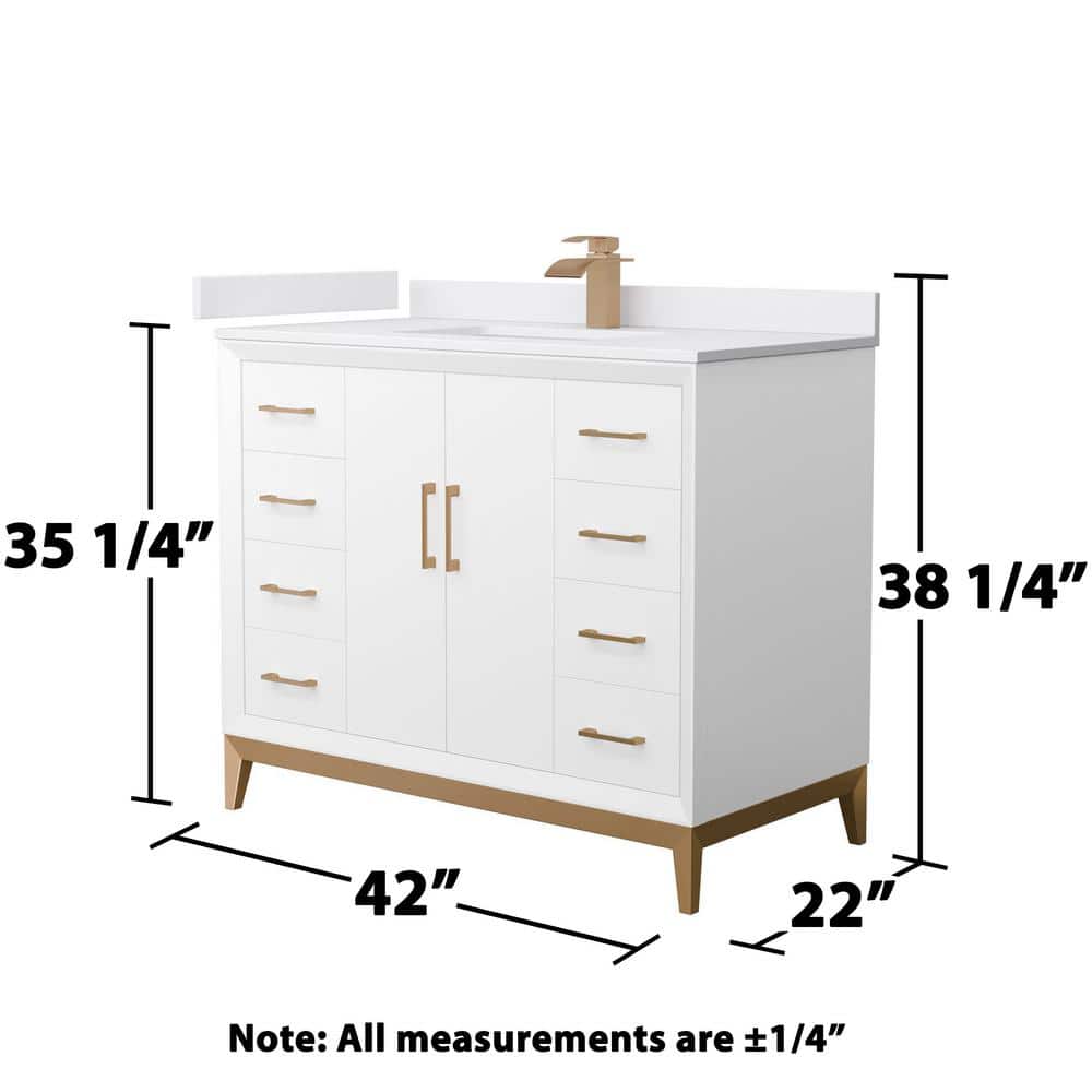 42'' White and Bronze Single Vanity with Cultured Marble Top