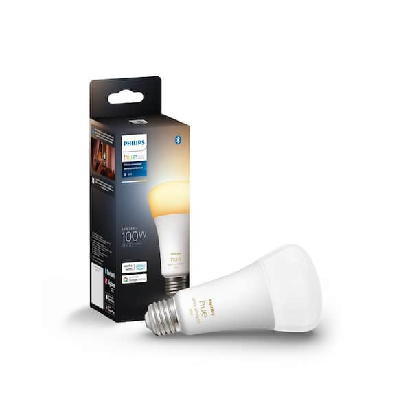 Philips Hue 100-Watt Equivalent A21 Smart LED Tunable White Light Bulb with  Bluetooth (1-Pack) 562990 - The Home Depot