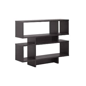35.25 in. Dark Brown Wood 4-shelf Etagere Bookcase with Open Back