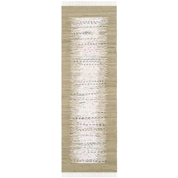 SAFAVIEH Montauk Ivory/Olive 2 ft. x 7 ft. Border Runner Rug