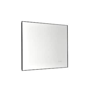 32 in. W x 24 in. H Medium Rectangular Aluminium Framed LED Wall Bathroom Vanity Mirror in Gun Ash