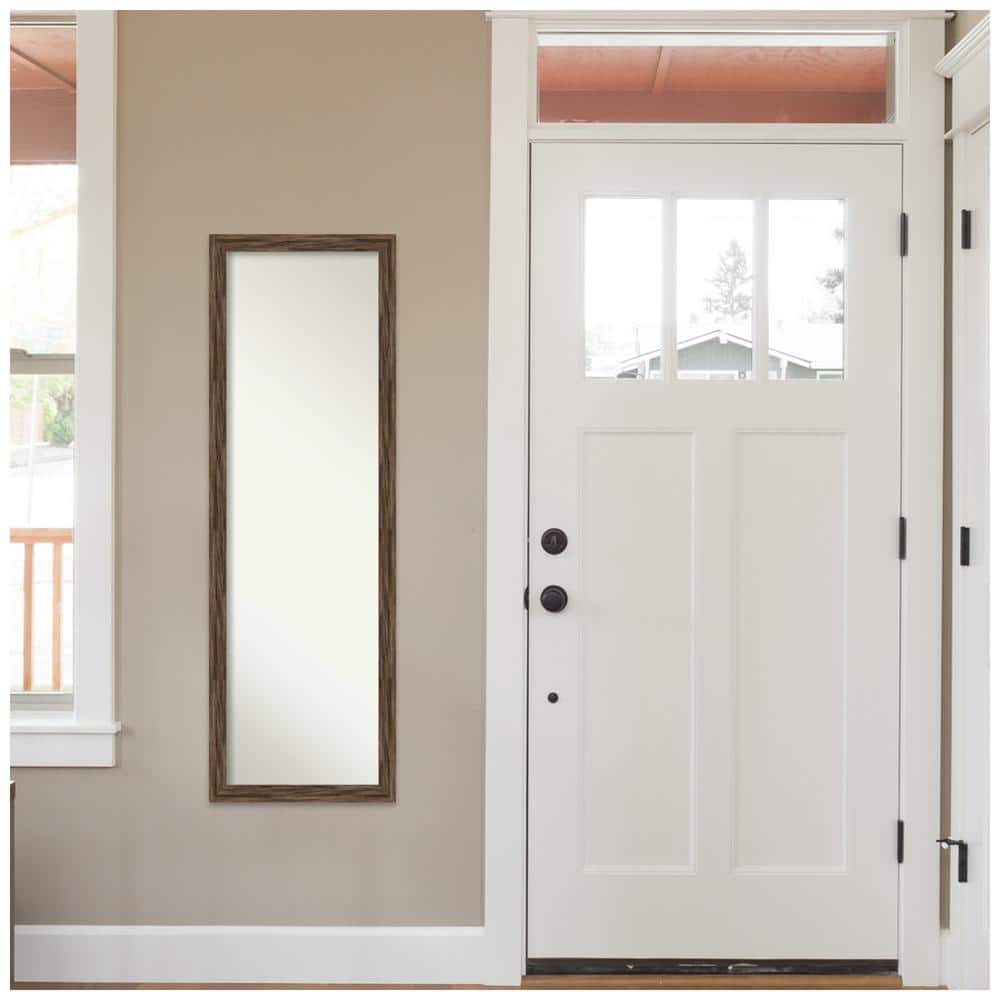 Mocha Barnwood Full-Length Rectangular Bathroom Mirror