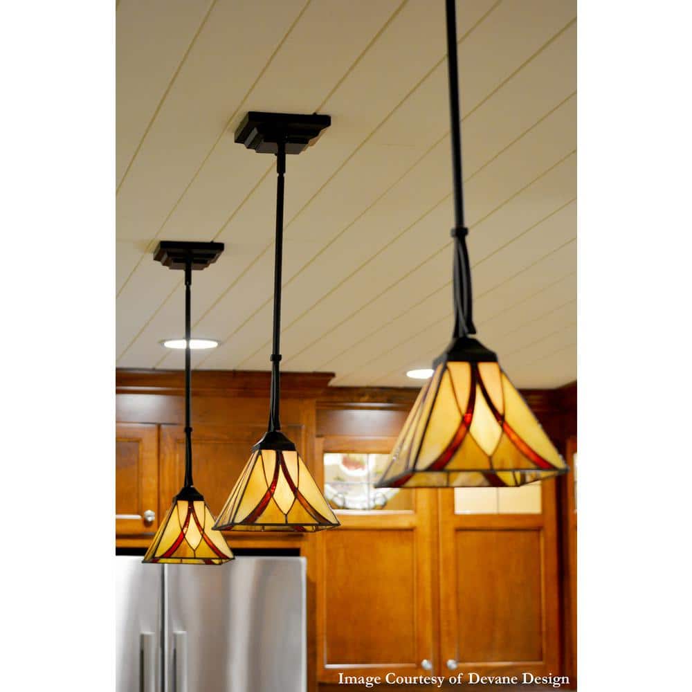 Asheville Valiant Bronze Tiffany Glass Mini Pendant Light