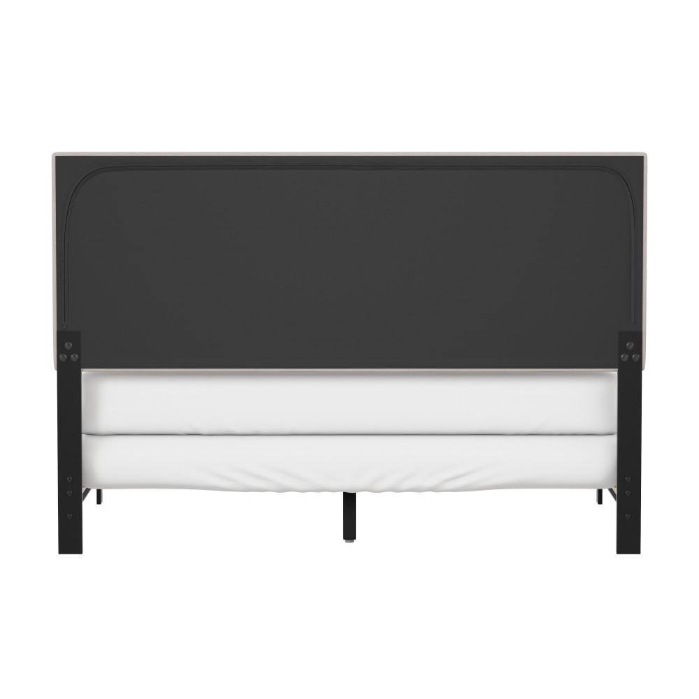 Gray Fog Upholstered Queen Bed with Nailhead Trim and Wood Frame