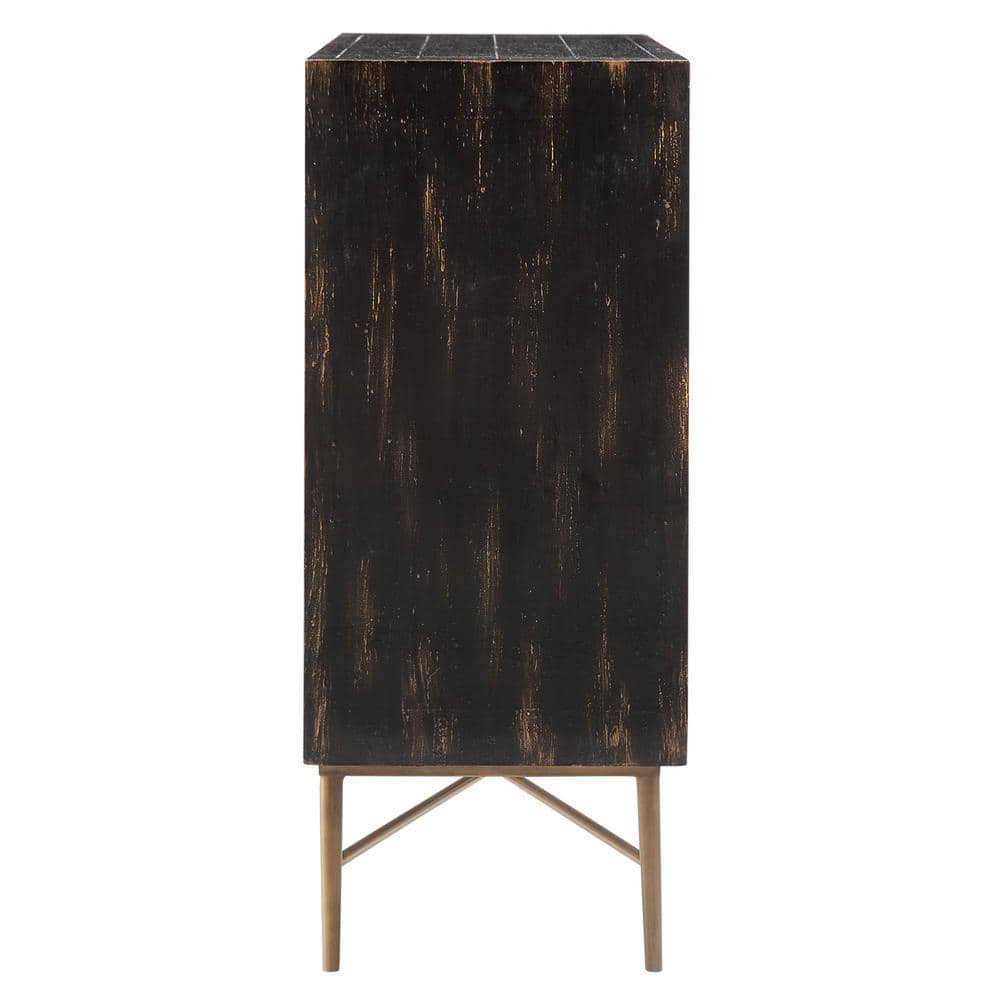 Hanley Black MDF and Metal 2-Door Accent Cabinet