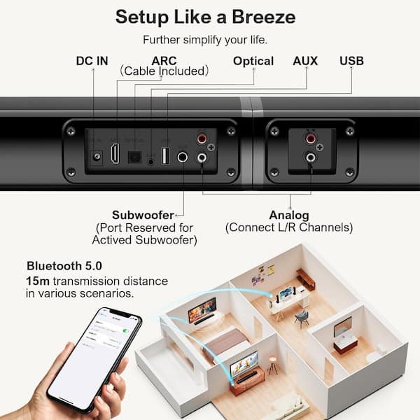 ULTIMEA Apollo S40 31.9 in. 2.2 Channel Soundbar Speaker, 3 EQ